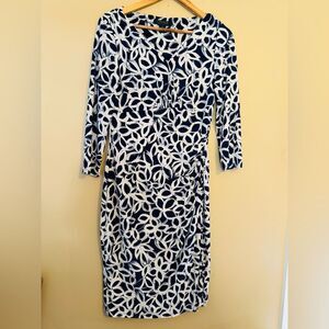 Lauren Ralph Lauren Blue Sheath Dress with 3/4 Sleeves